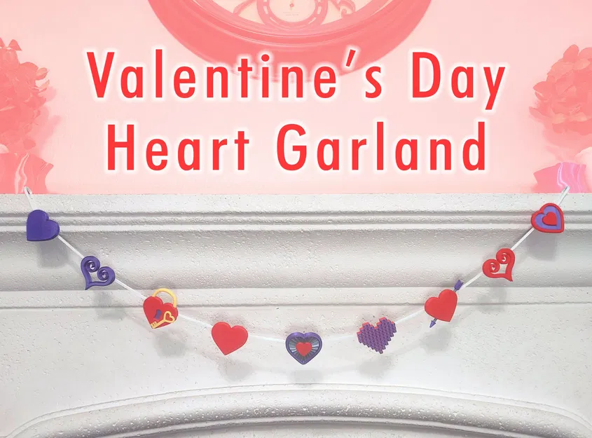 Dây trang trí trái tim Valentine nhiều màu sắc ghép lại - Image 1