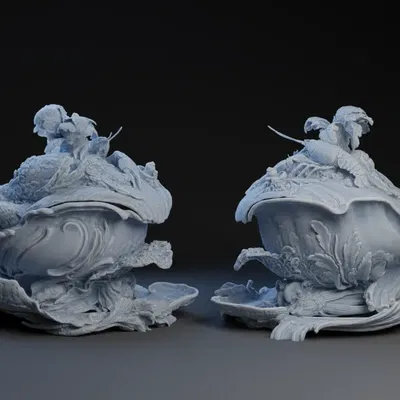 Tô soup Rococo chủ đề cuộc sống đại dương