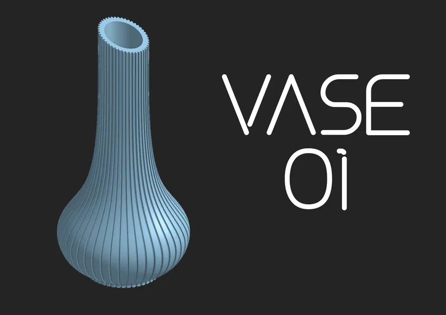 Váza baňatá với trang trí đường thẳng đứng và cổ vát - Image 1