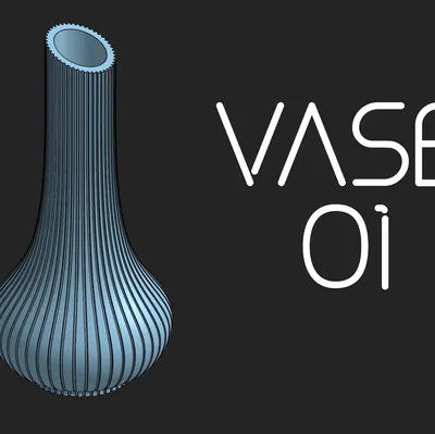 Váza baňatá với trang trí đường thẳng đứng và cổ vát