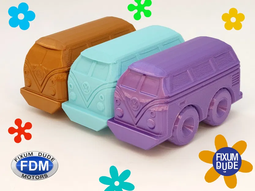 Xe buýt VW cổ điển với bánh xe xoay in sẵn - Image 8