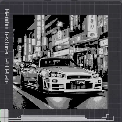 R34 GTR vào ban đêm tại Tokyo với Hueforge