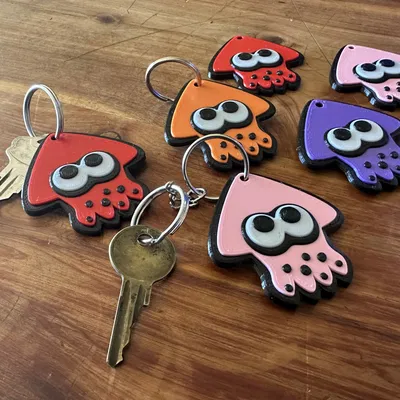 Móc khóa chủ đề Splatoon hình mực nhiều màu sắc