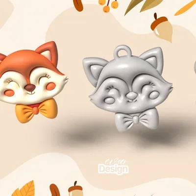 Móc khóa hình con cáo 3D độc đáo