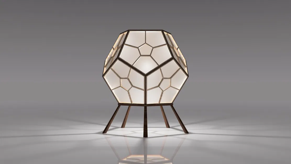 Đèn Dodecahedron với thiết kế hình học và kỹ thuật Kumiko - Image 1