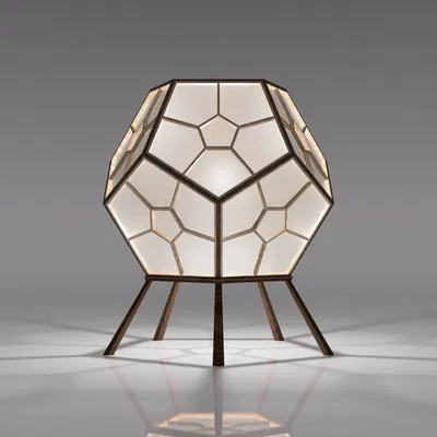 Đèn Dodecahedron với thiết kế hình học và kỹ thuật Kumiko