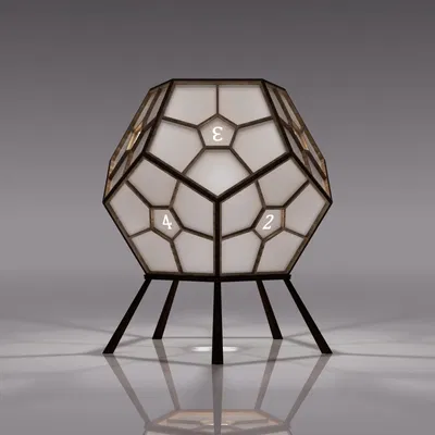Đèn Dodecahedron với thiết kế hình học và kỹ thuật Kumiko