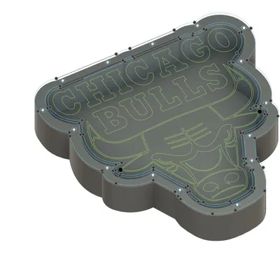 Hộp đèn logo Chicago Bulls thiết kế bằng Fusion 360