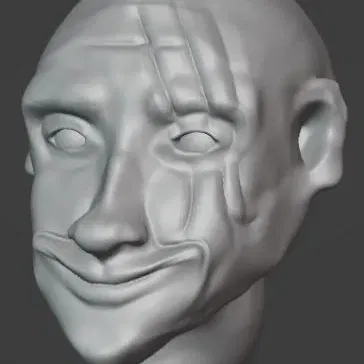 Mặt đầu người cười kỳ quái với vết sẹo