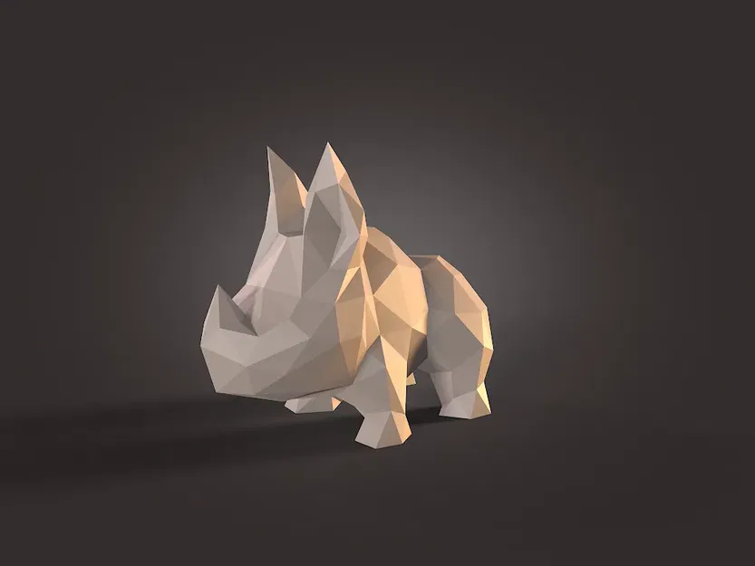 Tê giác dễ thương phong cách low poly - Image 1