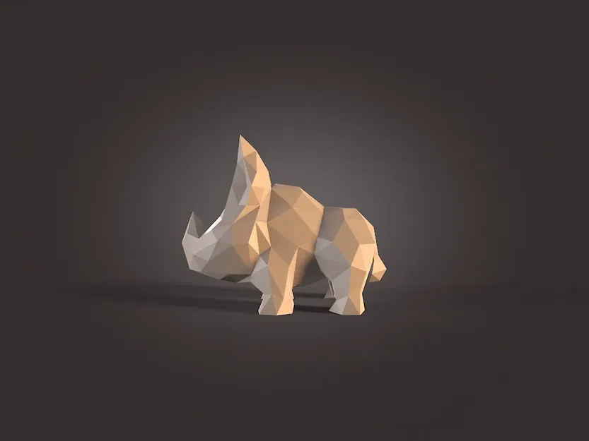 Tê giác dễ thương phong cách low poly - Image 3
