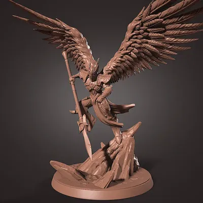 Chiến binh có cánh với giáo bay trên không