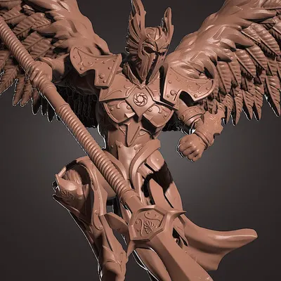 Chiến binh có cánh với giáo bay trên không