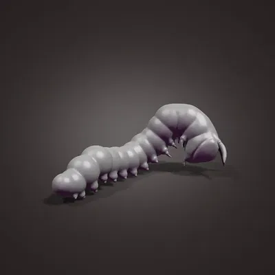 Sâu bướm dễ thương trong mô hình 3D