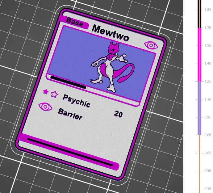Thẻ bài Pokemon - MewTwo in 3D với thay đổi màu sắc thủ công - Image 1