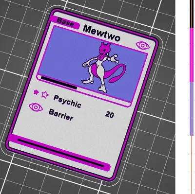 Thẻ bài Pokemon - MewTwo in 3D với thay đổi màu sắc thủ công
