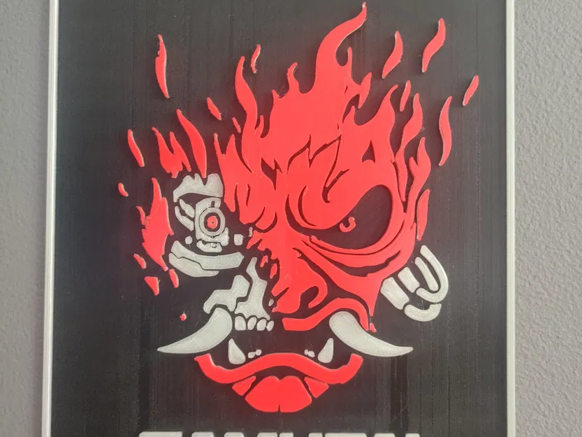 Biểu tượng samurai cyberpunk 2077 trên tấm tường 140x165 - Image 1