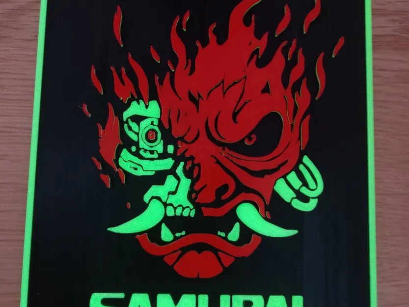 Biểu tượng samurai cyberpunk 2077 trên tấm tường 140x165 - Image 2