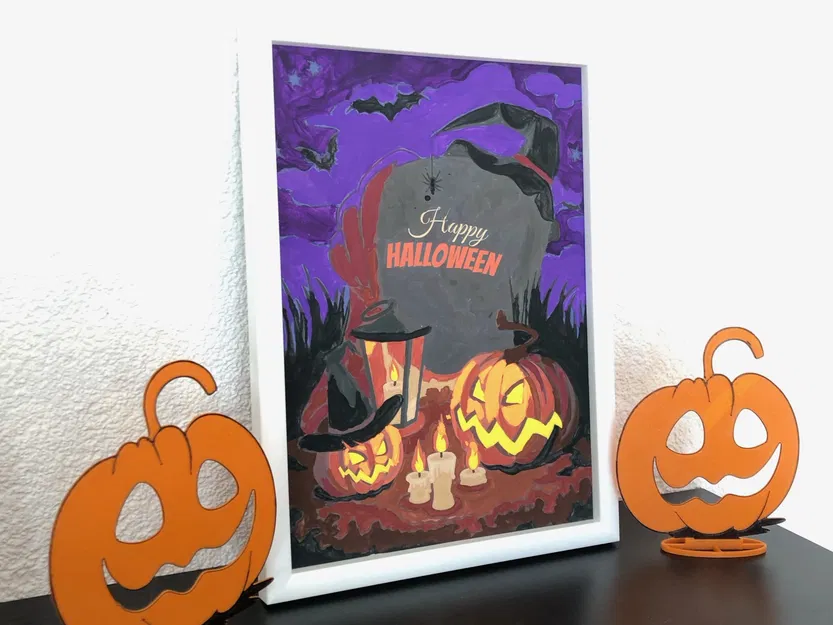 Trang trí bí ngô với giá đỡ hai kích thước khác nhau - Image 1