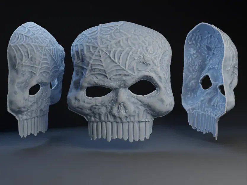 Mặt nạ đầu lâu với nhện và mạng nhện - Image 1