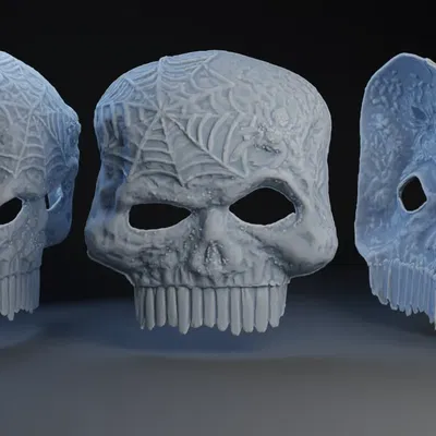 Mặt nạ đầu lâu với nhện và mạng nhện