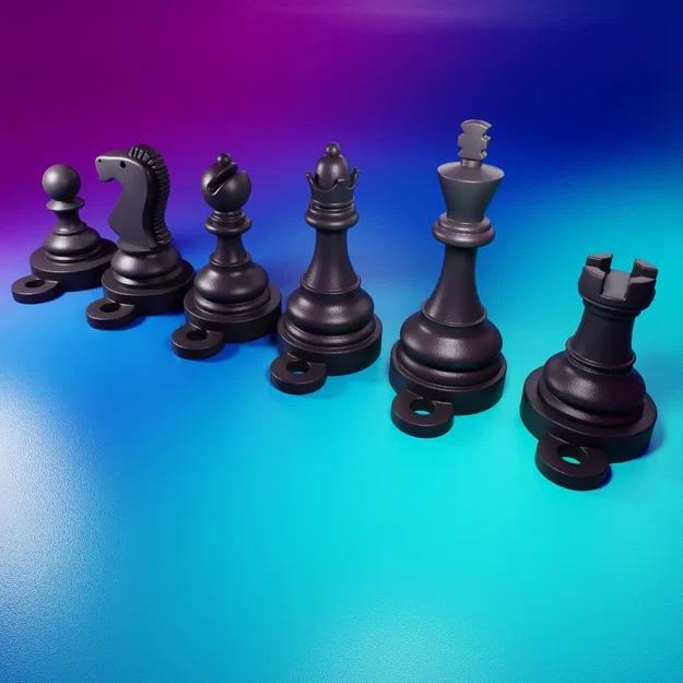 Móc khóa cờ vua từ tính in 3D với nam châm mạnh mẽ - Image 1