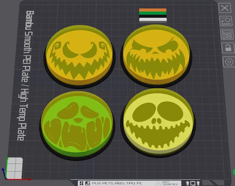 Đế lót ly Halloween với mặt bí ngô đáng sợ cho Bambu Lab AMS - Image 1