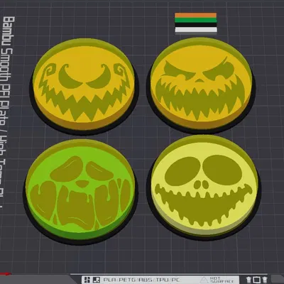 Đế lót ly Halloween với mặt bí ngô đáng sợ cho Bambu Lab AMS