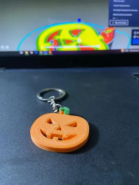 Móc khóa hình bí ngô in 3D hai màu - Image 4