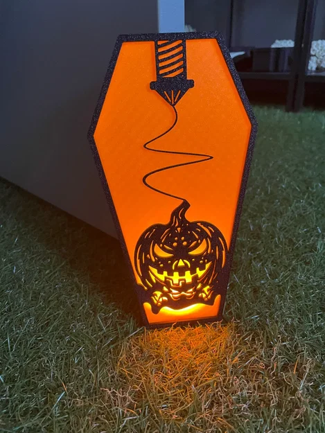 Quan tài bí ngô Halloween với đèn LED tealight - Image 1