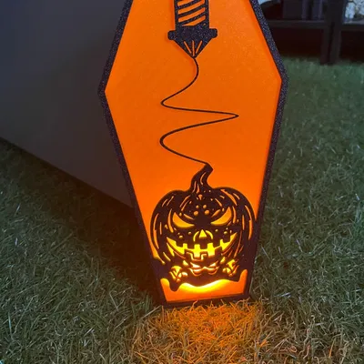 Quan tài bí ngô Halloween với đèn LED tealight