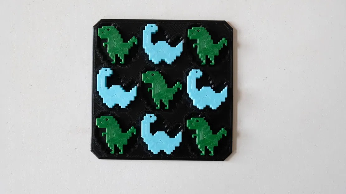 Bảng cờ Tic Tac Toe chủ đề khủng long nhỏ - Image 2