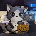 Mèo dễ thương bên quả bí ngô cho Halloween - Thumbnail 3