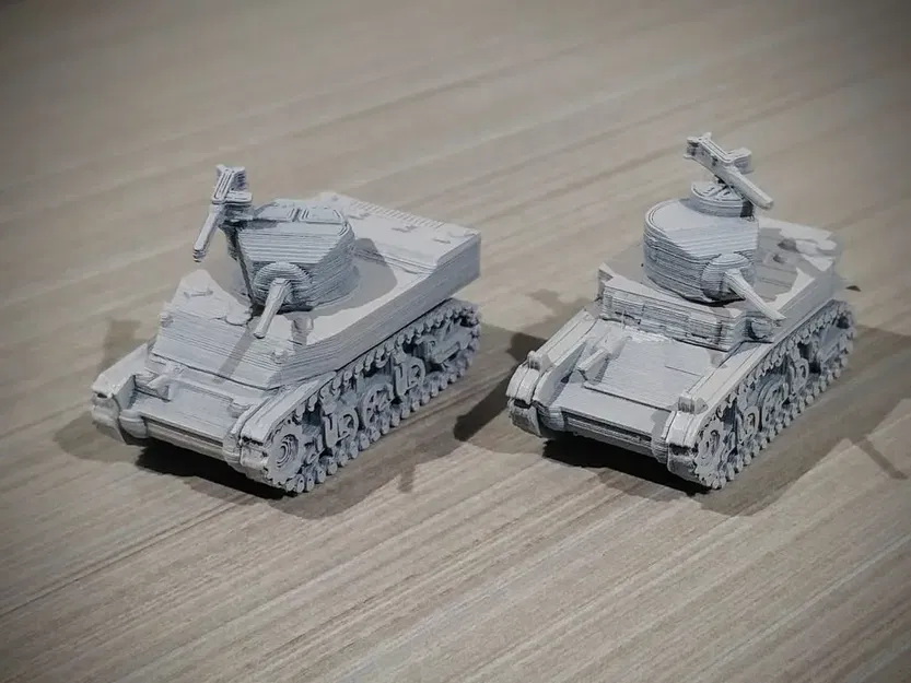 Mô hình xe tăng M3 và M5 Stuart dễ in 1/100 - Image 1