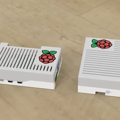 Vỏ Raspberry Pi 5 với logo nhiều màu sắc