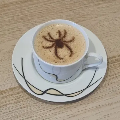 Mẫu trang trí hình nhện cho cà phê