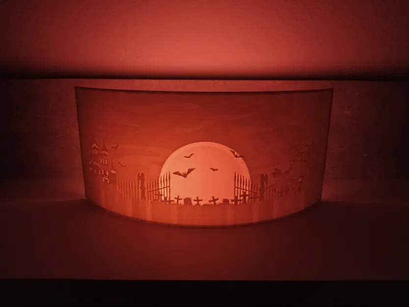 Panorama lithophane Halloween hình vòm có đèn LED - Image 2