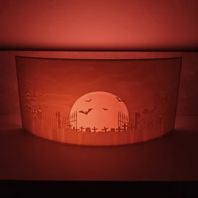Panorama lithophane Halloween hình vòm có đèn LED