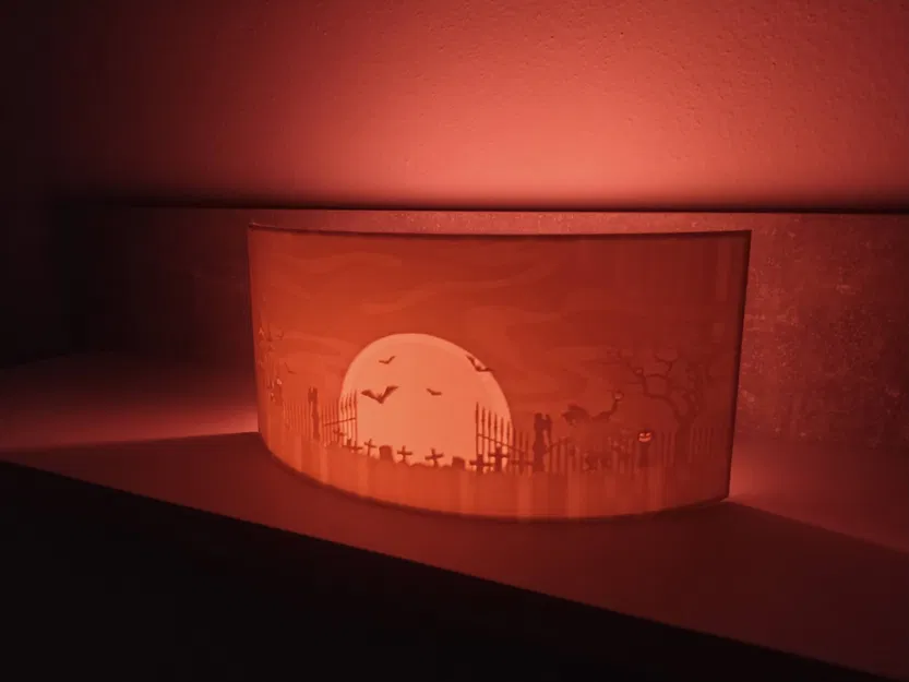 Panorama lithophane Halloween hình vòm có đèn LED - Image 3