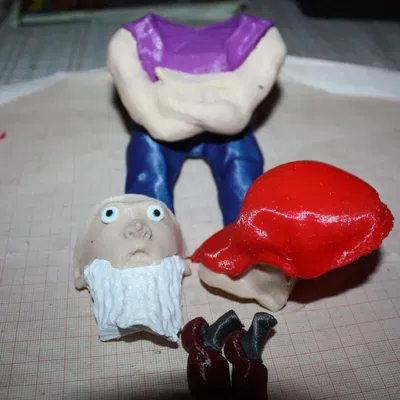 Người lùn ngồi nhiều phần remix cho in 3D