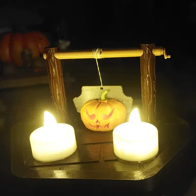 Cái guillotine bí ngô trang trí Halloween độc đáo