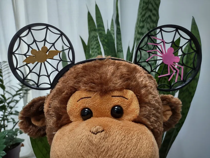 Tai chuột Mickey Halloween với mạng nhện cho băng đô HairSnaps - Image 1