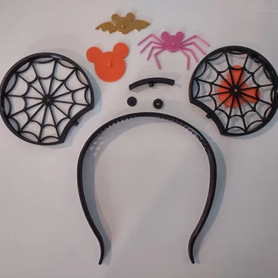 Tai chuột Mickey Halloween với mạng nhện cho băng đô HairSnaps