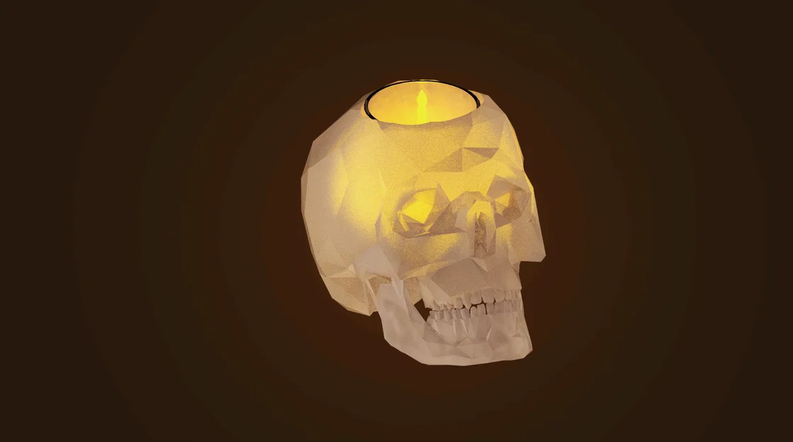 Đế nến hình đầu lâu phong cách Low Poly - Image 1
