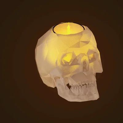 Đế nến hình đầu lâu phong cách Low Poly