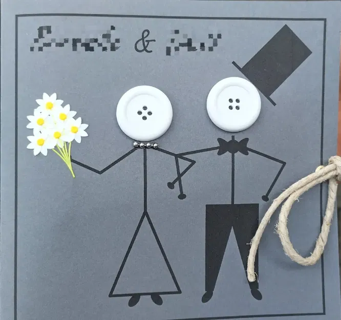 Bó hoa nhiều màu cho thiệp cưới tự làm - Image 1