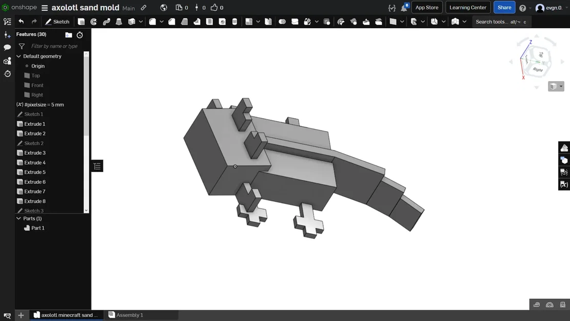 Khuôn cát hình axolotl trong Minecraft kích thước 5mm - Image 1