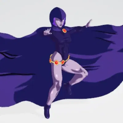 Nhân vật Raven từ Teen Titan phong cách anime