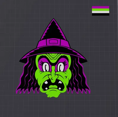 Tranh tường 2D phù thủy đáng sợ cho Halloween