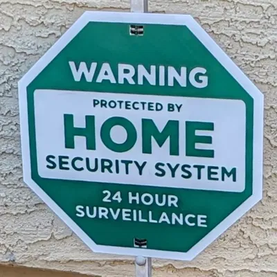 Biển báo cảnh báo bảo vệ bởi hệ thống an ninh gia đình